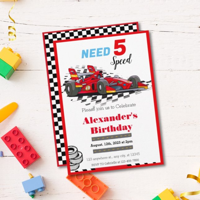 Invitation Besoin d'une voiture de course rouge à 5 vitesses (Créateur téléchargé)
