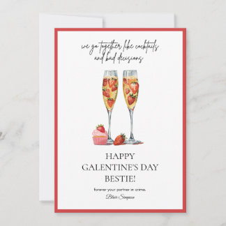 Invitation Best friends Galentine's Day Cocktail Holiday Card