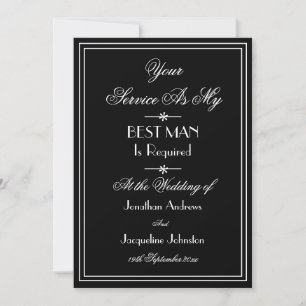 Invitation Best Man Elegant Chic Script Mariage Proposition