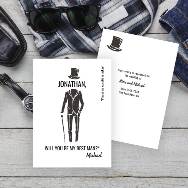 Invitation Best Man Groomsman drôle de proposition élégante (Créateur téléchargé)