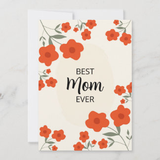Invitation Best Mom Ever-Mothers Day Ditsy Orange floral Card
