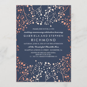 Invitation Béton de bébé Rose Gold Fleurs Florales Mariage An