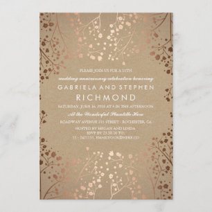 Invitation Béton doré rose Baby's Breath Fleurs de mariage An