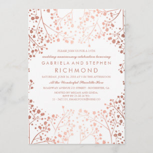 Invitation Béton doré rose Baby's Breath Fleurs Mariage Anniv