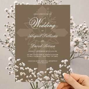 Invitation Béton sec de bébé sur mariage religieux marron