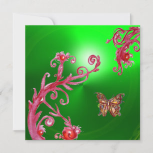 Invitation BETTERFLY EMERALD VERT rose vif, rouge