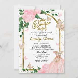 Invitation Beurre Bilingue Quinceanera Pink Blush