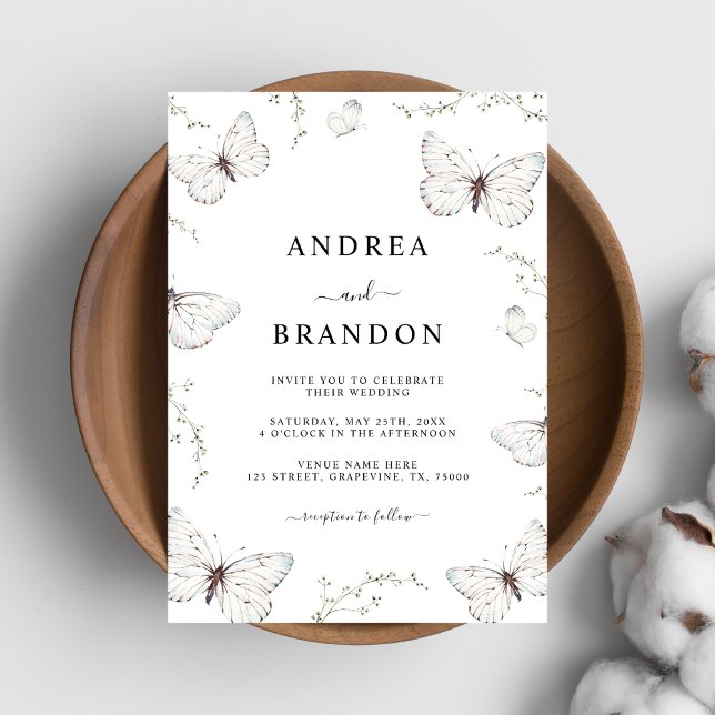 Invitation Beurre blanc délicieux Mariage de jardin de papill (Créateur téléchargé)