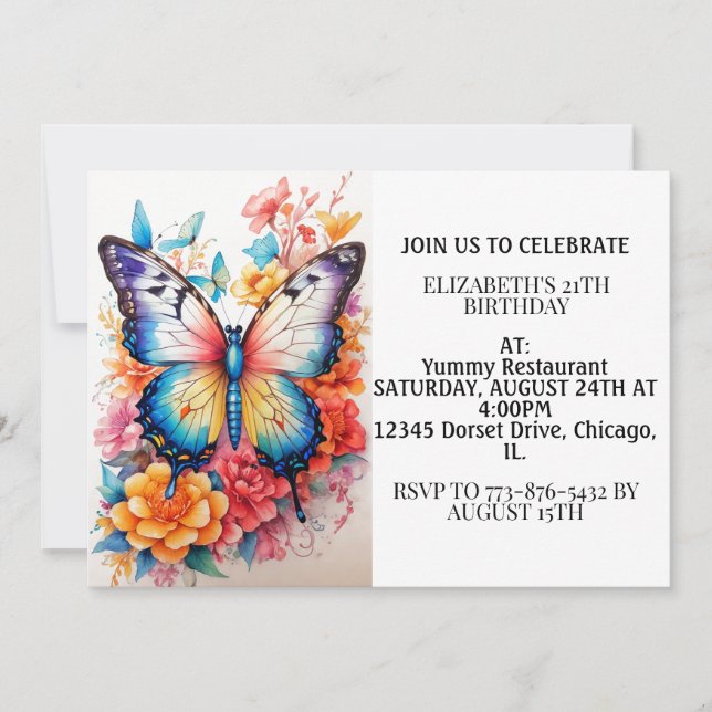 Invitation Beurre coloré mignon Bonne fête d'anniversaire (Devant)