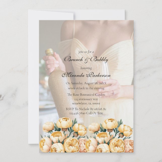 Invitation Beurre d'arc-jaune photo Brunch et mousseux (Devant)