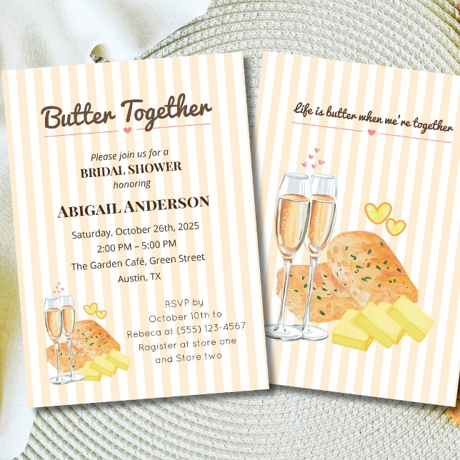 Invitation Beurre Ensemble Fête des mariées Champagne & Pain (Créateur téléchargé)