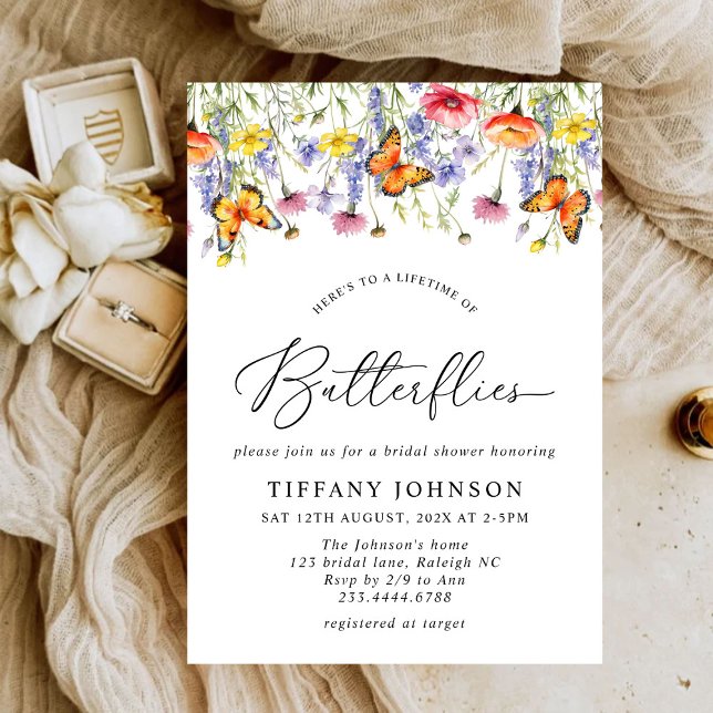Invitation Beurre Fleur sauvage mignon Fête des mariées flora (Créateur téléchargé)