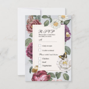Invitation Beurre floral à fleurs Mariage RSVP