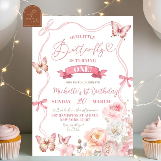 Invitation Beurre floral rose fleuri (Créateur téléchargé)