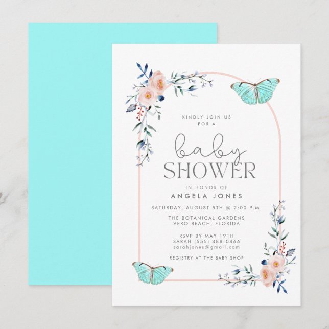 Invitation Beurre mignon Baby shower Whimsical Girl (Devant / Derrière)