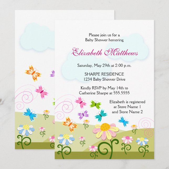 Invitation Beurre mignon et Baby shower de marguerites (Devant / Derrière)
