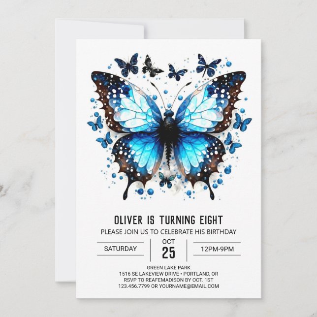 Invitation Beurre moderne mignon garçon Anniversaire (Devant)