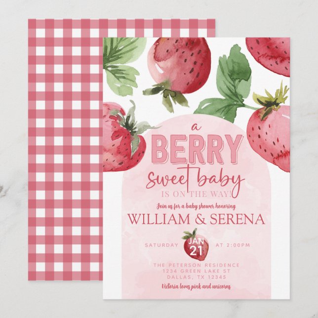 Invitation Beurre rose mignonne Baby shower doux (Devant / Derrière)