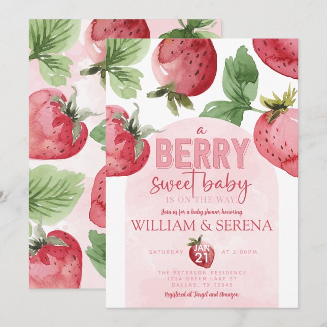 Invitation Beurre rose mignonne Baby shower doux (Devant / Derrière)