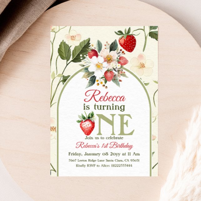 Invitation Beurre rustique Berry rouge jaune Premier annivers (Créateur téléchargé)