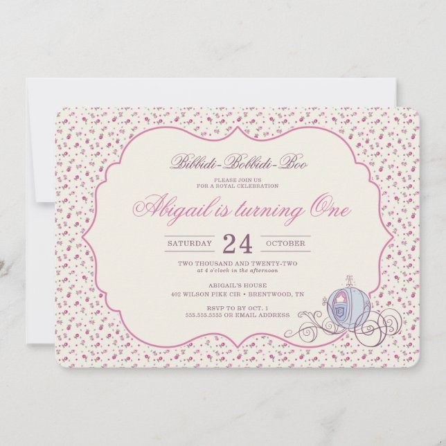 Invitation Bibbidi-Bobbidi-Boo Cendrillon Premier anniversair (Devant)