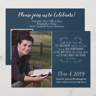 Invitation Bible chrétienne moderne Verse Graduation Photo