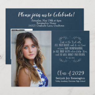 Invitation Bible chrétienne Verse Typographie Graduation Phot