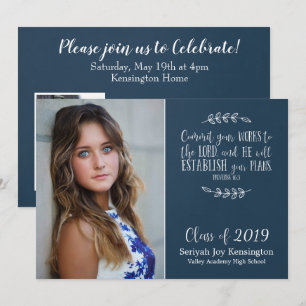 Invitation Bible chrétienne Verse Typographie Graduation Phot