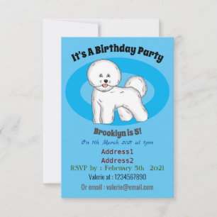 Invitation Bichon frise dog dessin animé