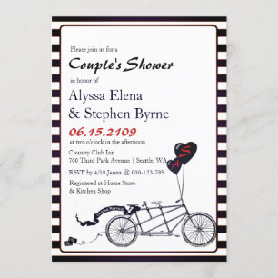 Invitation Bicyclette en tandem douce douche de couple modern