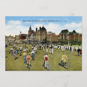 Invitation Bicyclette sur la promenade, Atlantic City Vintage