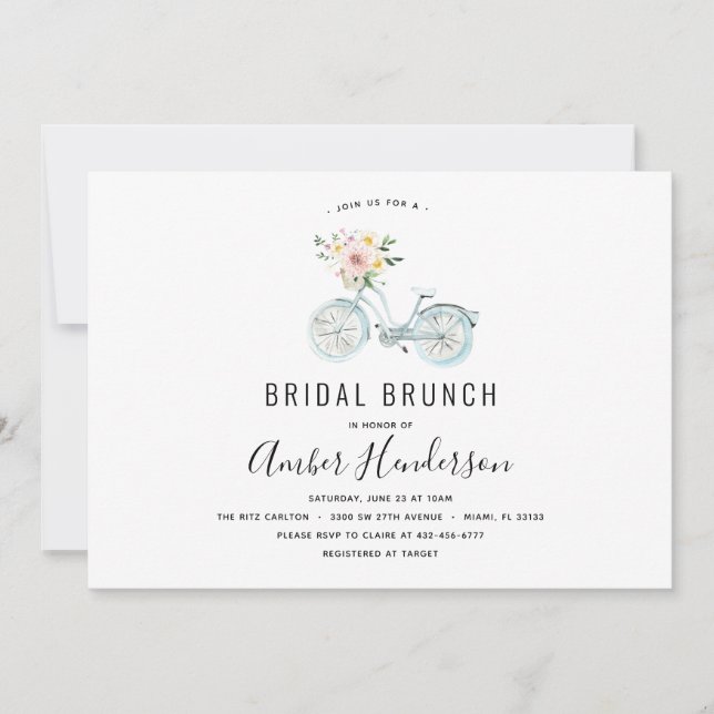 Invitation Bicyclette vintage douche Brunch nuptiale (Devant)