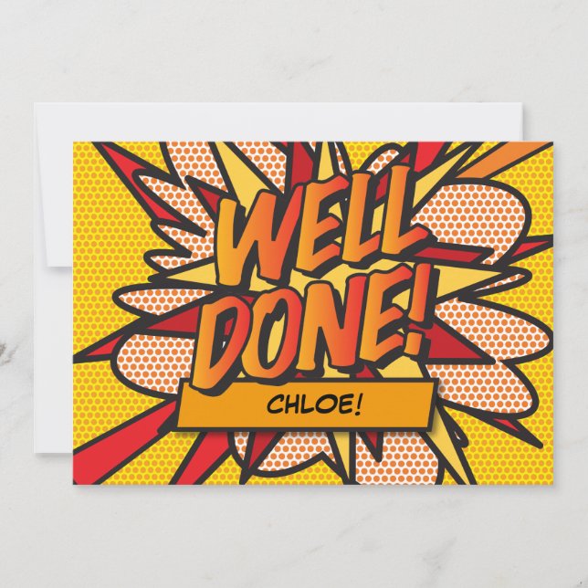 Invitation BIEN FAIT Nom Fun Retro Comic Book Pop Art (Devant)