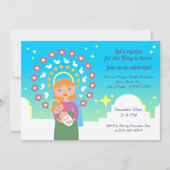Invitation Bienheureux Marie Enfants Fête de Noël (Devant)