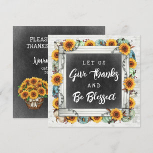 Invitation Bienheureux Thanksgiving Automne Tournesols Dîner 