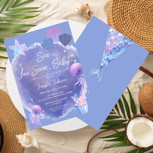 Invitation Bientôt à la mer, bébé garçon, Baby Shower sur le