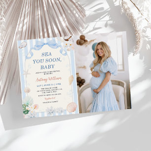Invitation Bientôt à la mer, bébé Shower photo de bébé coquil