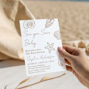Invitation Bientôt Bébé sur le Rivage Fête de Naissance Coqui
