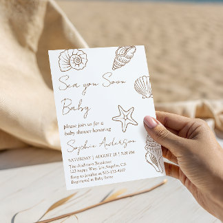 Invitation Bientôt Bébé sur le Rivage Fête de Naissance Coqui