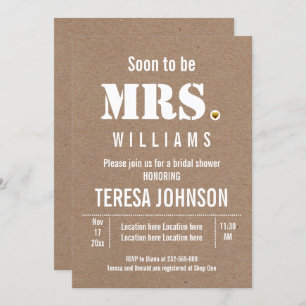 Invitation Bientôt être Mme kraft papier mariage douche nupti