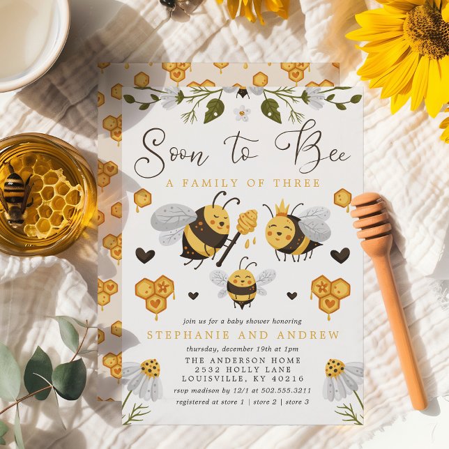 Invitation Bientôt Être Une Famille De Baby shower À Trois Co (Créateur téléchargé)