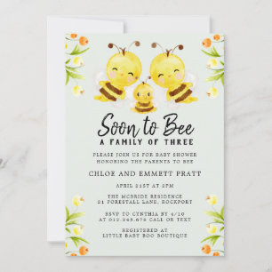 Invitation Bientôt être une famille de trois Baby showers