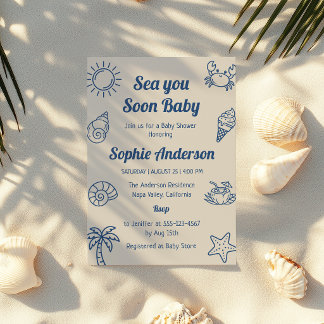 Invitation Bientôt la mer pour bébé Fête de naissance bébé ga