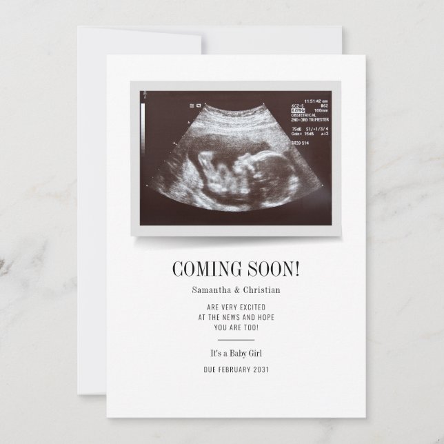 Invitation Bientôt Ultrasound Photo Annonce de grossesse (Devant)