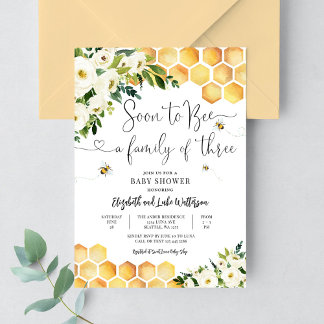 Invitation Bientôt une famille de trois Baby Shower