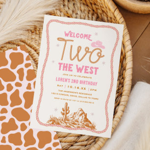 Invitation Bienvenue à la cowgirl du Far West pour son 2e ann