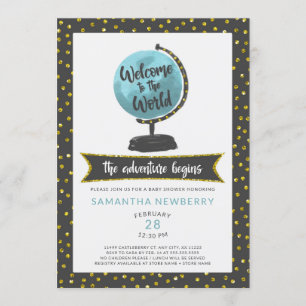 Invitation Bienvenue à l'invitation du baby shower garçon du 