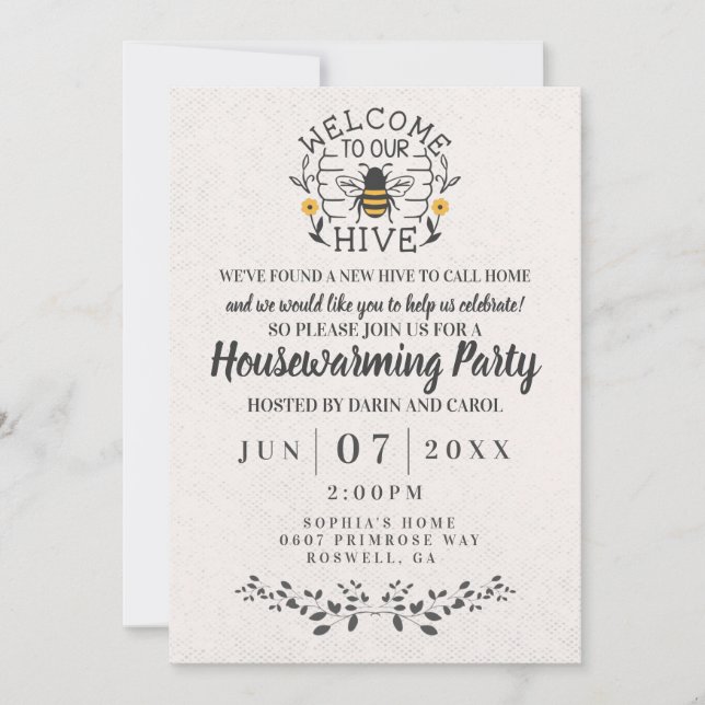 Invitation Bienvenue à notre Hive Miel Abeille Printemps Ména (Devant)