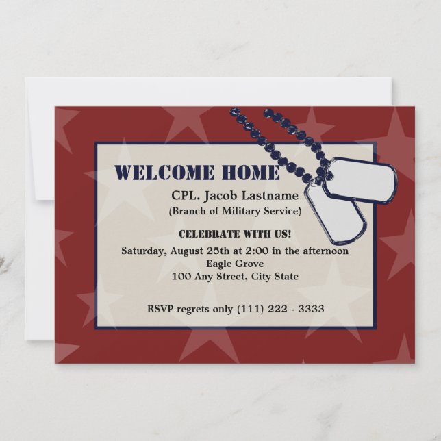 Invitation Bienvenue Accueil Militaires Red Stars et Chiens T (Devant)