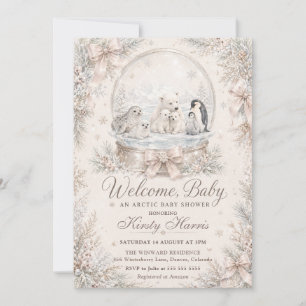 Invitation Bienvenue Bébé Arctique Fête de Naissance Hiver